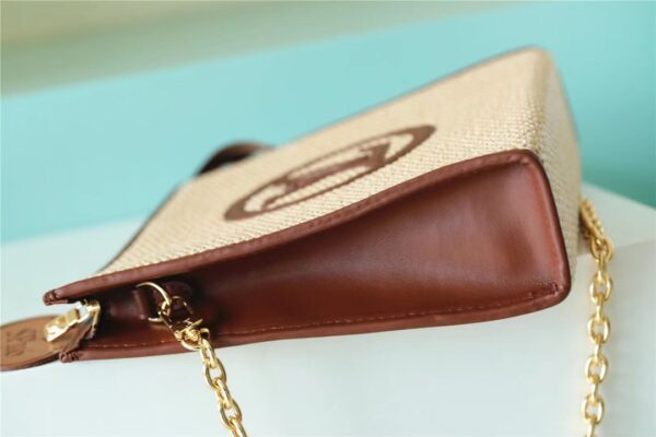 1:1 Replica Louis Vuitton Toiletry Pouch on Chain Raffia Natural /Ceramel Brown  For Women, Women's Wallets 9.8in/25cm LV