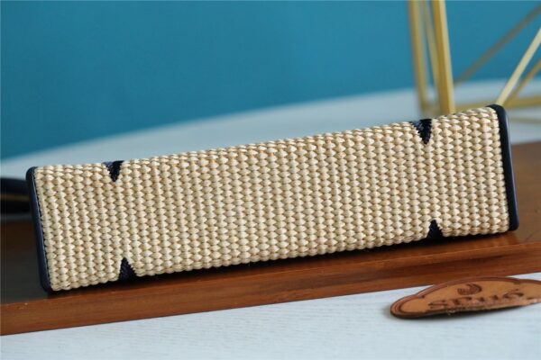 1:1 Replica Louis Vuitton Toiletry Pouch Raffia Natural /Black For Women, Women's Wallets 9.8in/25cm LV
