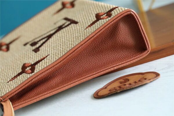 1:1 Replica Louis Vuitton Toiletry Pouch Raffia Natural /Caramel Brown For Women, Women's Wallets 9.8in/25cm LV