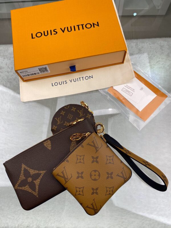 1:1 Replica Louis Vuitton Trio Pouch Monogram Giant/ Monogram Reverse/ Monogram Canvas Pink For Women, Women's Wallets 7.7in/19.5cm LV M68756