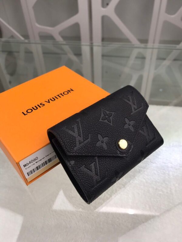 1:1 Replica Louis Vuitton Victorine Wallet Monogram Empreinte Black For Women, Women's Wallets 4.7in/12cm LV M64060