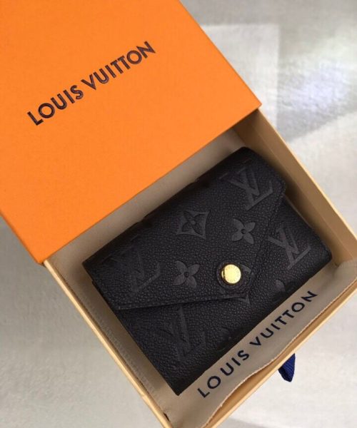 1:1 Replica Louis Vuitton Victorine Wallet Monogram Empreinte Black For Women, Women's Wallets 4.7in/12cm LV M64060