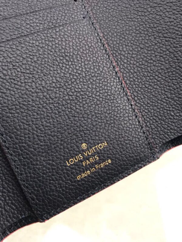 1:1 Replica Louis Vuitton Victorine Wallet Monogram Empreinte Navy Blue/ Red For Women, Women's Wallets 4.7in/12cm LV M64577