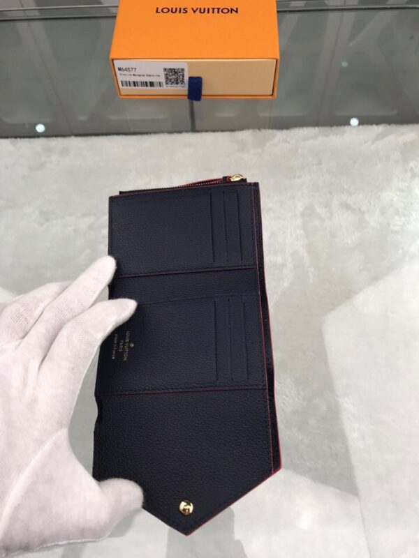 1:1 Replica Louis Vuitton Victorine Wallet Monogram Empreinte Navy Blue/ Red For Women, Women's Wallets 4.7in/12cm LV M64577