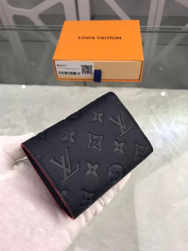 1:1 Replica Louis Vuitton Victorine Wallet Monogram Empreinte Navy Blue/ Red For Women, Women's Wallets 4.7in/12cm LV M64577