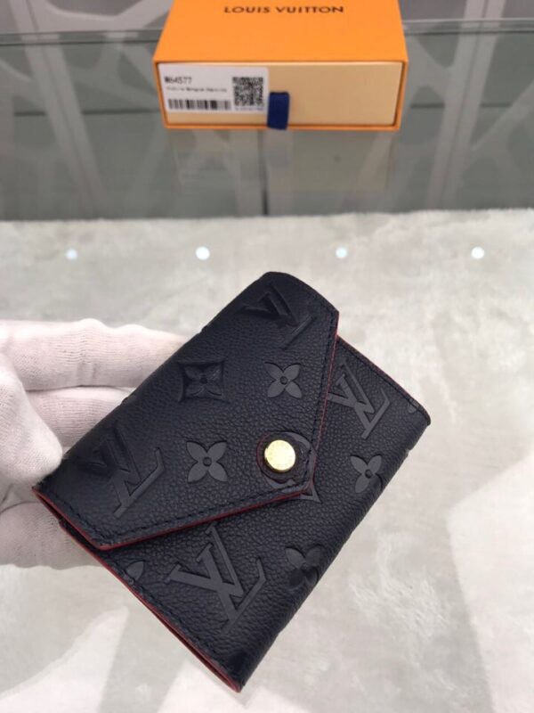1:1 Replica Louis Vuitton Victorine Wallet Monogram Empreinte Navy Blue/ Red For Women, Women's Wallets 4.7in/12cm LV M64577