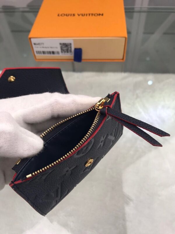 1:1 Replica Louis Vuitton Victorine Wallet Monogram Empreinte Navy Blue/ Red For Women, Women's Wallets 4.7in/12cm LV M64577