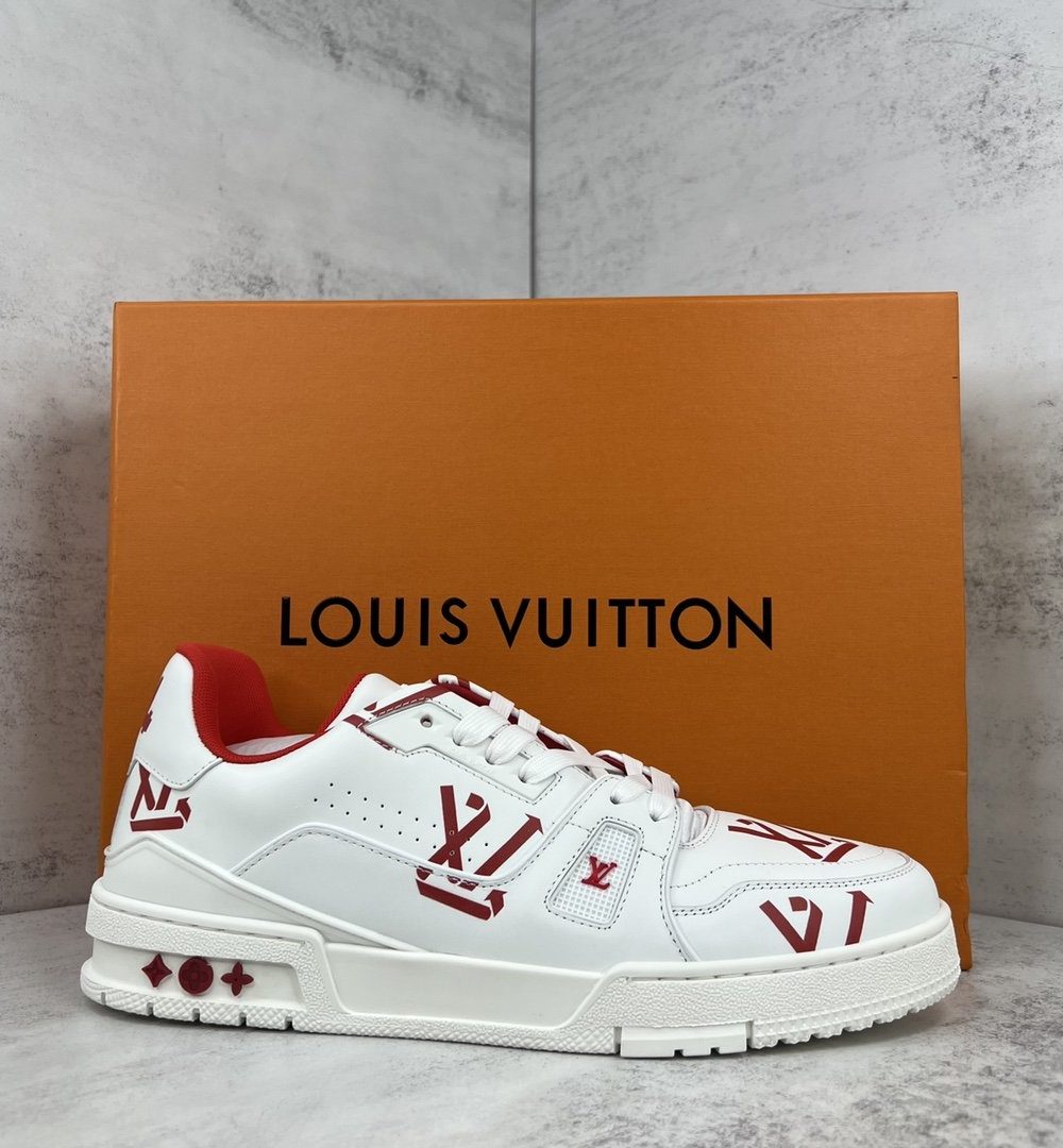 Louis Vuitton Women's LV Trainer Sneaker Red For Women LV