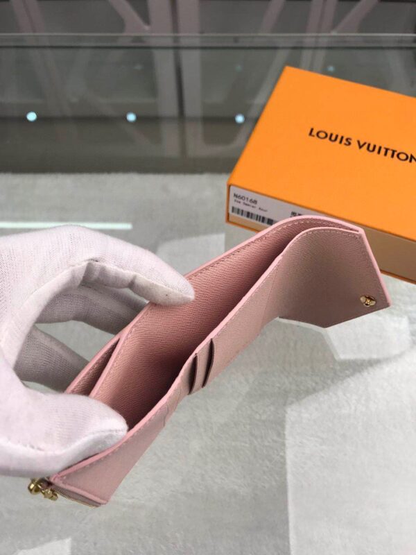 1:1 Replica Louis Vuitton Zóe Wallet Combines Damier Azur Canvas Rose Ballerine Pink For Women, Women's Wallet 10cm LV N60168