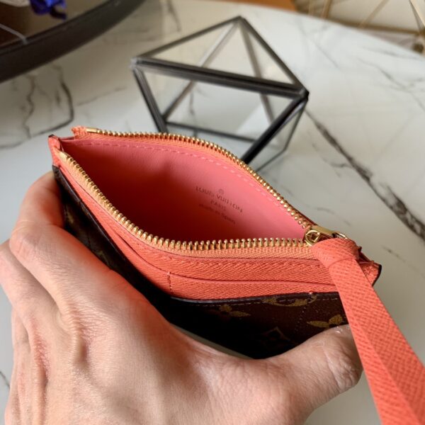 1:1 Replica Louis Vuitton Zipped Card Holder Monogram Canvas Orange For Women, Women Wallet LV