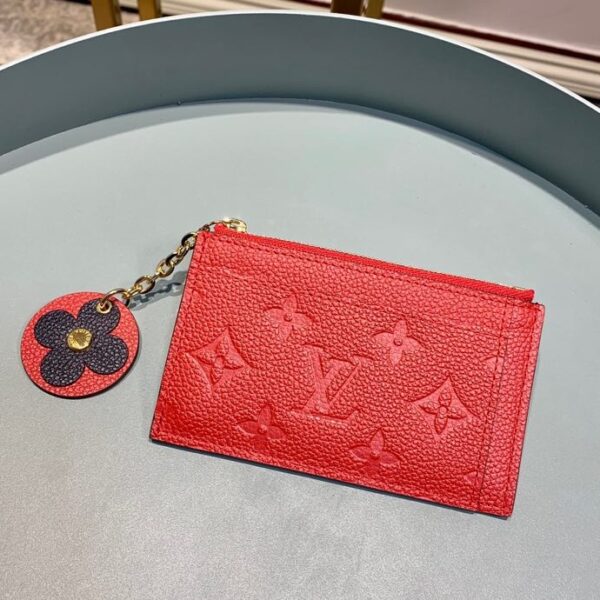 1:1 Replica Louis Vuitton Zipped Card Holder Monogram Empreinte Red For Women, Women's Wallet 5.12in/13cm