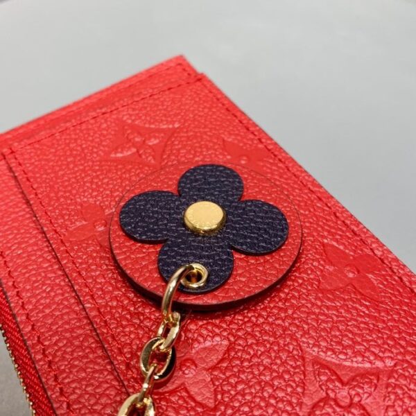 1:1 Replica Louis Vuitton Zipped Card Holder Monogram Empreinte Red For Women, Women's Wallet 5.12in/13cm