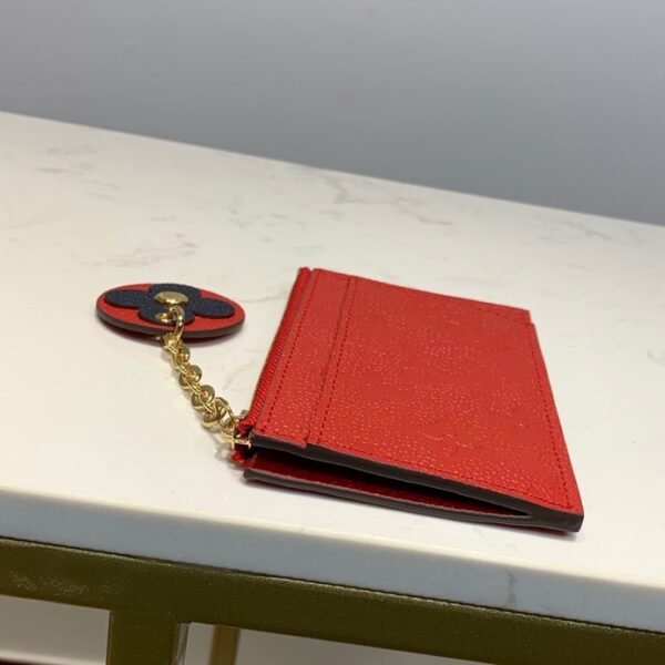 1:1 Replica Louis Vuitton Zipped Card Holder Monogram Empreinte Red For Women, Women's Wallet 5.12in/13cm