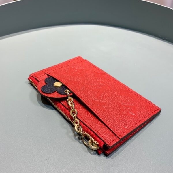 1:1 Replica Louis Vuitton Zipped Card Holder Monogram Empreinte Red For Women, Women's Wallet 5.12in/13cm
