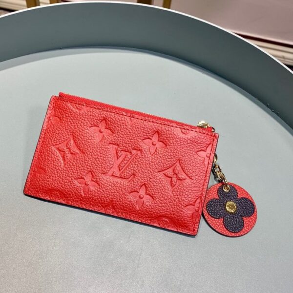 1:1 Replica Louis Vuitton Zipped Card Holder Monogram Empreinte Red For Women, Women's Wallet 5.12in/13cm