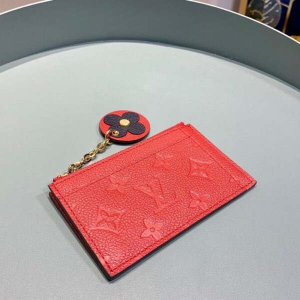 1:1 Replica Louis Vuitton Zipped Card Holder Monogram Empreinte Red For Women, Women's Wallet 5.12in/13cm
