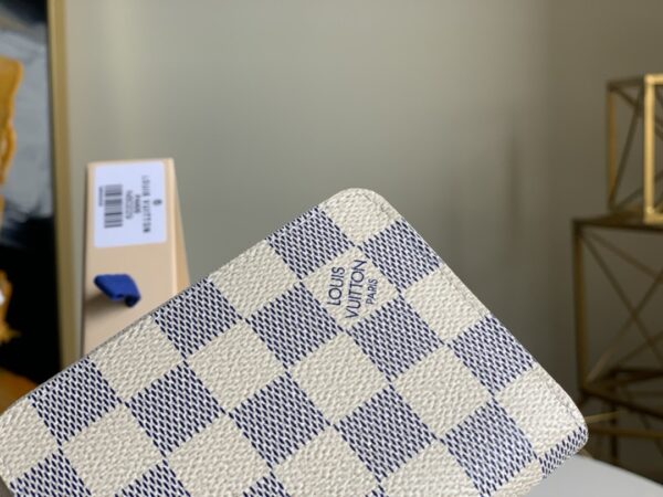 1:1 Replica Louis Vuitton Zippy Coin Purse In Damier Azur Canvas White For Women, Women's Wallet 11cm LV N60229