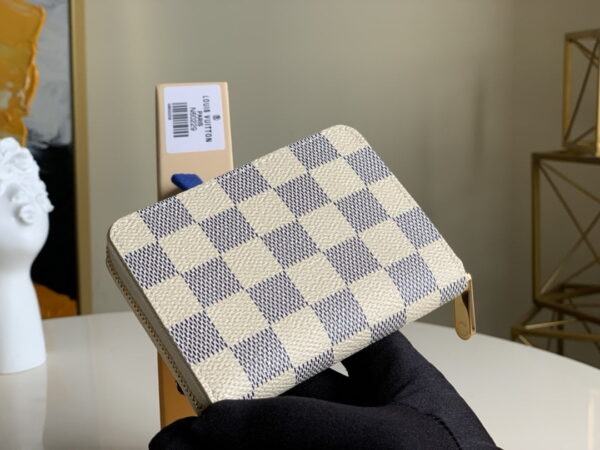 1:1 Replica Louis Vuitton Zippy Coin Purse In Damier Azur Canvas White For Women, Women's Wallet 11cm LV N60229