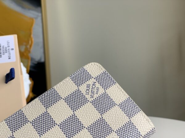 1:1 Replica Louis Vuitton Zippy Coin Purse In Damier Azur Canvas White For Women, Women's Wallet 11cm LV N60229