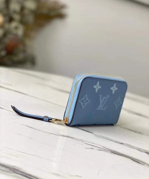 1:1 Replica Louis Vuitton Zippy Coin Purse Monogram Empreinte By The Pool For Summer Blue, Women's Wallet 11cm LV M80408