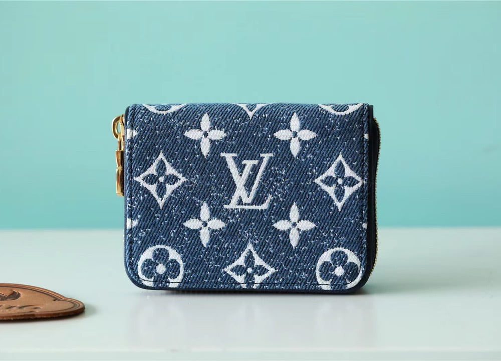 1:1 Replica Louis Vuitton Zippy Coin Purse Monogram Jacquard Denim Navy Blue For Women, Women's Wallets 4.3in/11cm LV M81185