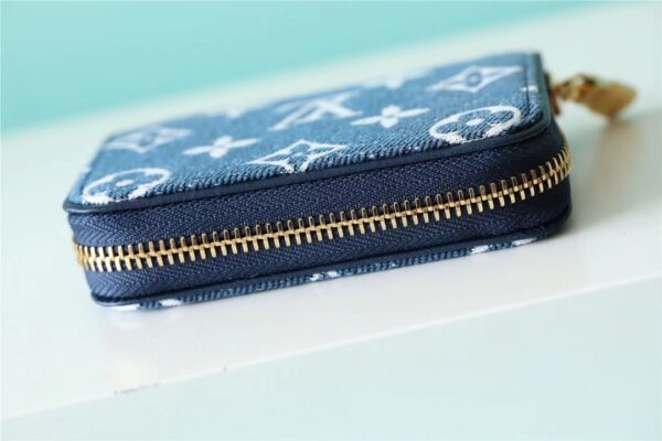 1:1 Replica Louis Vuitton Zippy Coin Purse Monogram Jacquard Denim Navy Blue For Women, Women's Wallets 4.3in/11cm LV M81185