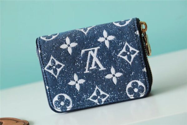 1:1 Replica Louis Vuitton Zippy Coin Purse Monogram Jacquard Denim Navy Blue For Women, Women's Wallets 4.3in/11cm LV M81185