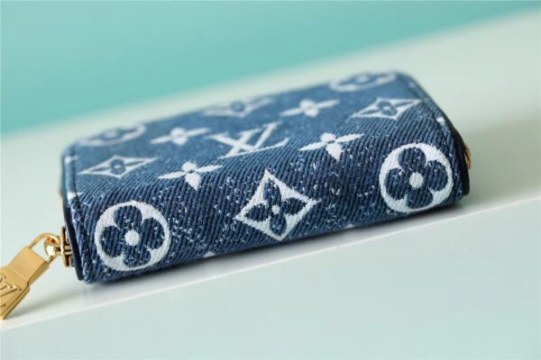1:1 Replica Louis Vuitton Zippy Coin Purse Monogram Jacquard Denim Navy Blue For Women, Women's Wallets 4.3in/11cm LV M81185