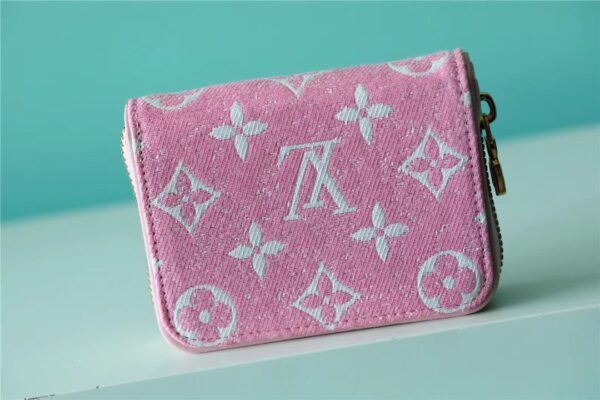1:1 Replica Louis Vuitton Zippy Coin Purse Monogram Jacquard Denim Pink For Women, Women's Wallets 4.3in/11cm LV 