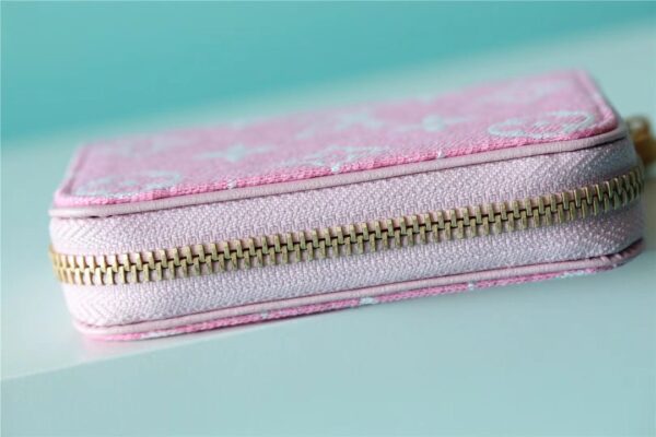 1:1 Replica Louis Vuitton Zippy Coin Purse Monogram Jacquard Denim Pink For Women, Women's Wallets 4.3in/11cm LV 