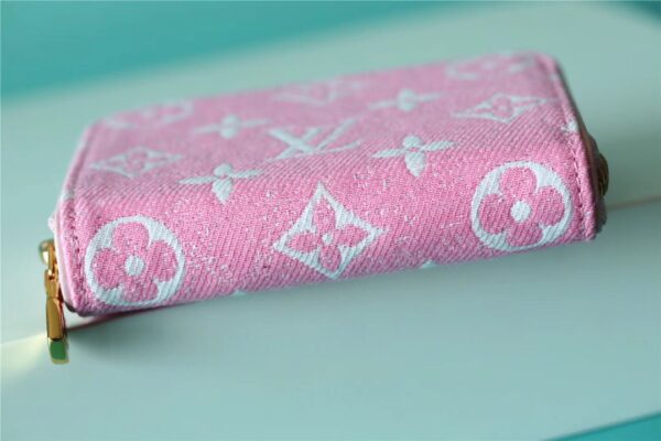 1:1 Replica Louis Vuitton Zippy Coin Purse Monogram Jacquard Denim Pink For Women, Women's Wallets 4.3in/11cm LV 