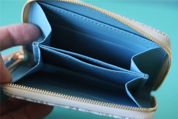 1:1 Replica Louis Vuitton Zippy Coin Purse Since 1854 Jacquard Canvas Ecru Blue For Women, Women's Wallets 4.3in/11cm LV 