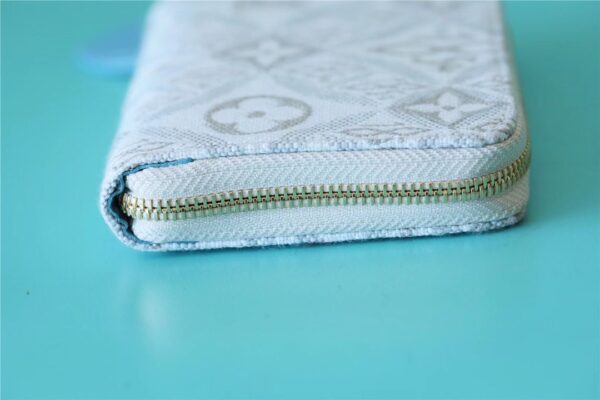 1:1 Replica Louis Vuitton Zippy Coin Purse Since 1854 Jacquard Canvas Ecru Blue For Women, Women's Wallets 4.3in/11cm LV 