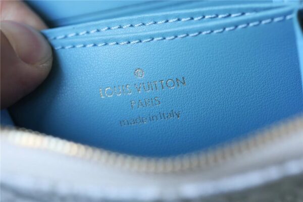 1:1 Replica Louis Vuitton Zippy Coin Purse Since 1854 Jacquard Canvas Ecru Blue For Women, Women's Wallets 4.3in/11cm LV 