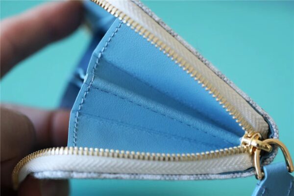 1:1 Replica Louis Vuitton Zippy Coin Purse Since 1854 Jacquard Canvas Ecru Blue For Women, Women's Wallets 4.3in/11cm LV 