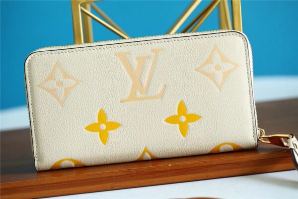 1:1 Replica Louis Vuitton Zippy Wallet Monogram Empreinte By The Pool Cream For Women, Women's Wallets 7.7in/19.5cm LV M80402