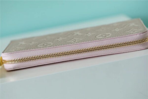 1:1 Replica Louis Vuitton Zippy Wallet Monogram Empreinte Pink / Beige / Yellow For Women, Women's Wallets 7.7n/19.5cm LV M81279