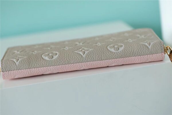 1:1 Replica Louis Vuitton Zippy Wallet Monogram Empreinte Pink / Beige / Yellow For Women, Women's Wallets 7.7n/19.5cm LV M81279