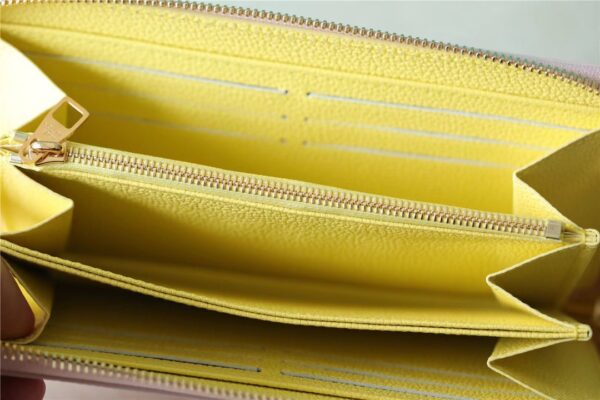 1:1 Replica Louis Vuitton Zippy Wallet Monogram Empreinte Pink / Beige / Yellow For Women, Women's Wallets 7.7n/19.5cm LV M81279