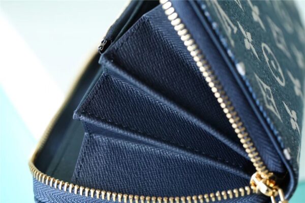 1:1 Replica Louis Vuitton Zippy Wallet Monogram Jacquard Denim Navy Blue For Women, Women's Wallets 7.7in/19.5cm LV 