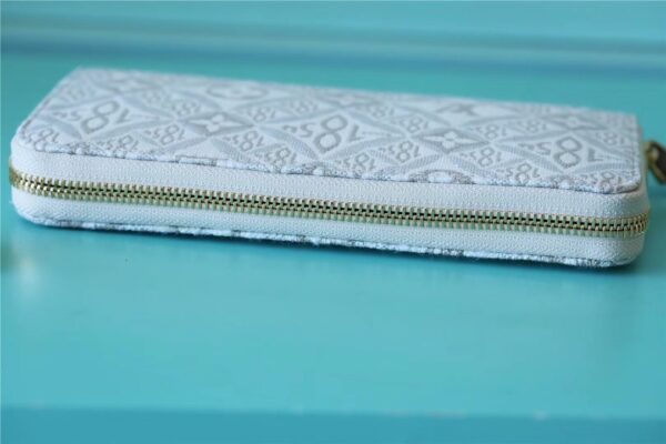 1:1 Replica Louis Vuitton Zippy Wallet Since 1854 Jacquard Canvas Ecru Blue For Women, Women's Wallets 7.7in/19.5cm LV