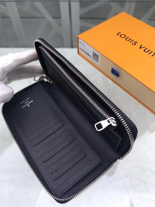 1:1 Replica Louis Vuitton Zippy Wallet Vertical Canvas Black For Men, Men's Wallet 7.9in/20cm LV M62295