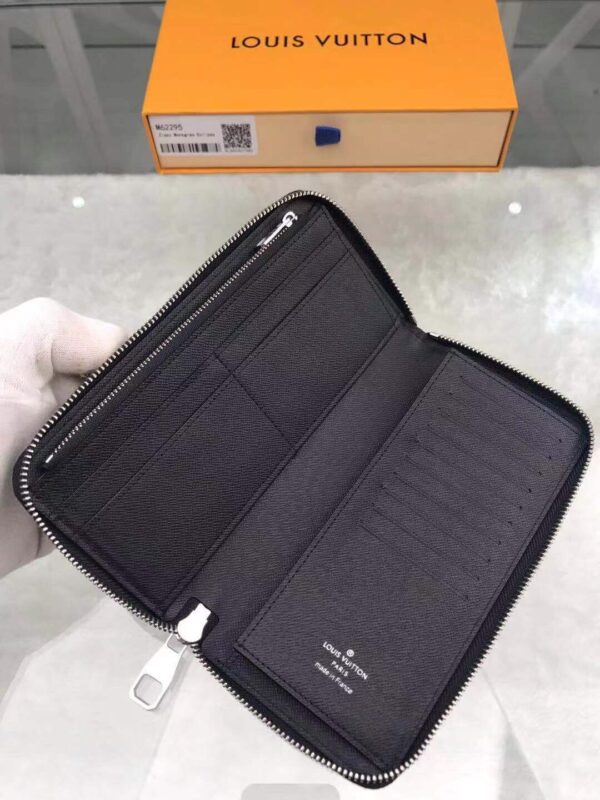 1:1 Replica Louis Vuitton Zippy Wallet Vertical Canvas Black For Men, Men's Wallet 7.9in/20cm LV M62295