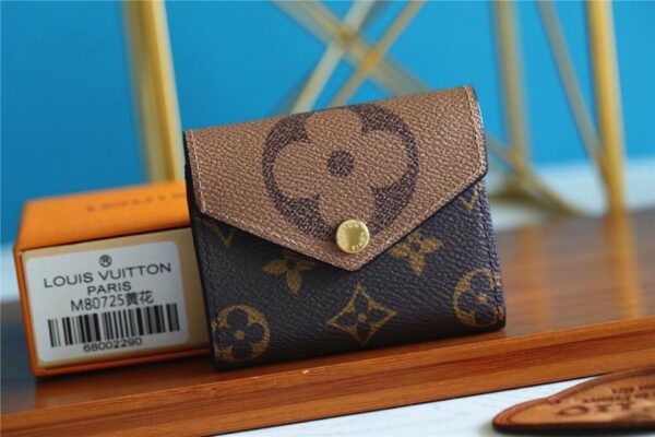 1:1 Replica Louis Vuitton Zoe Wallet Monogram and Monogram Reverse Canvas For Women, Women's Wallets 3.7in/9.5cm LV M80725