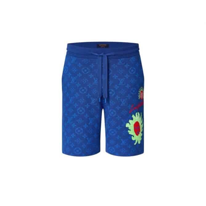 lv x yk monogram faces knitted shorts blue for men 1ab760 bagoneer erbhs