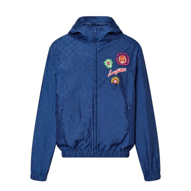 lv x yk monogram faces windbreaker blue for men 1ab7mn pnmps