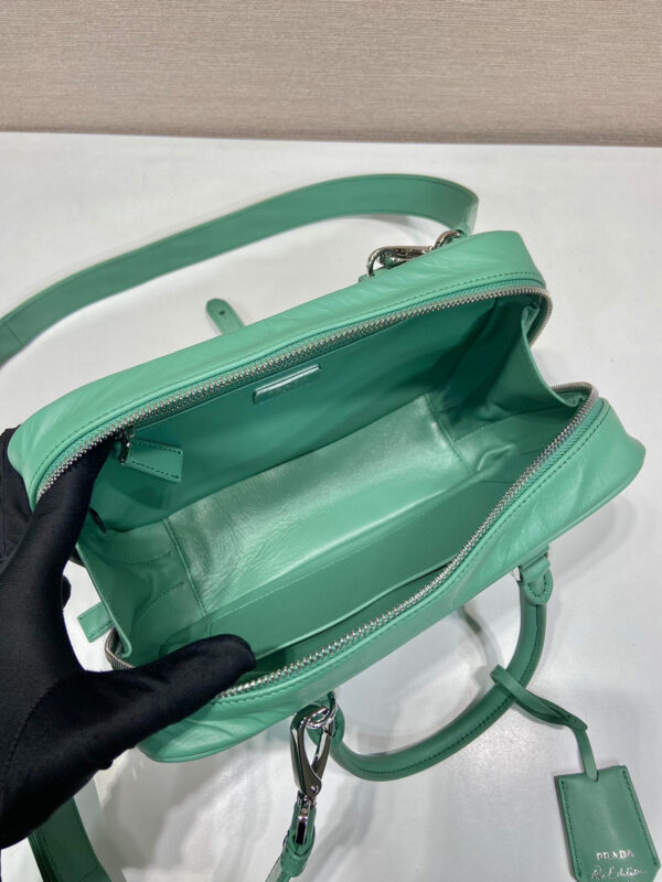 Medium Antique Nappa Top Handle Bag In Green/Pink For Women 9.5 in/ 24cm 1BB092_UVL_F0092_V_T2O