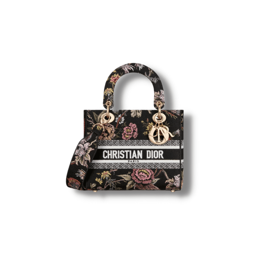 1:1 Replica MEDIUM LADY D-LITE BAG Black Multicolor Dior Jardin Botanique Embroidery - M0565ORZB_M911