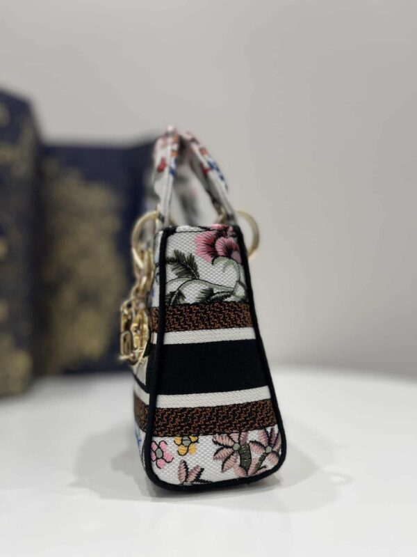 1:1 Replica Mini Lady D-Lite Bag White/Black For Women 6.5in/17cm