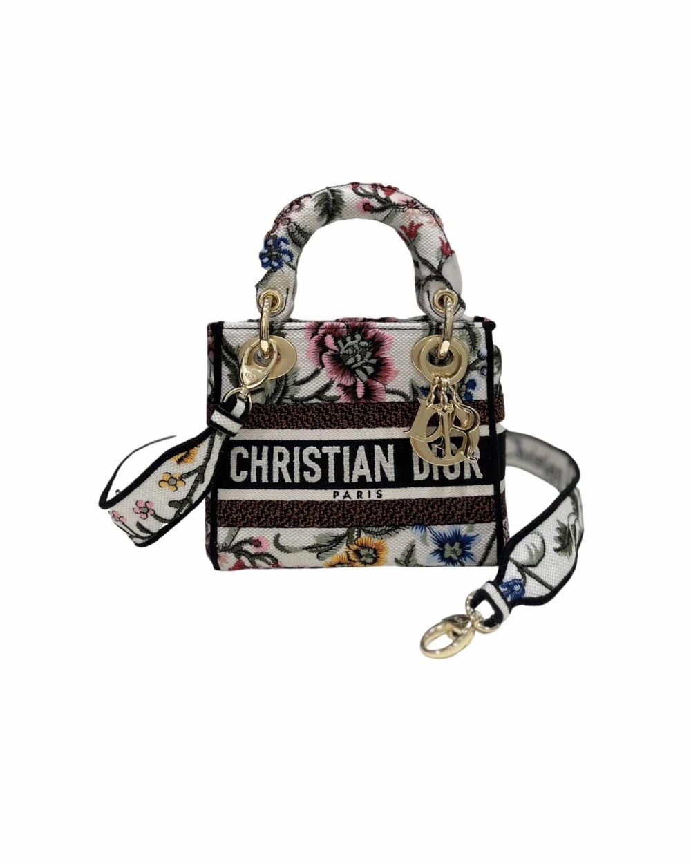 1:1 Replica Mini Lady D-Lite Bag White/Black For Women 6.5in/17cm